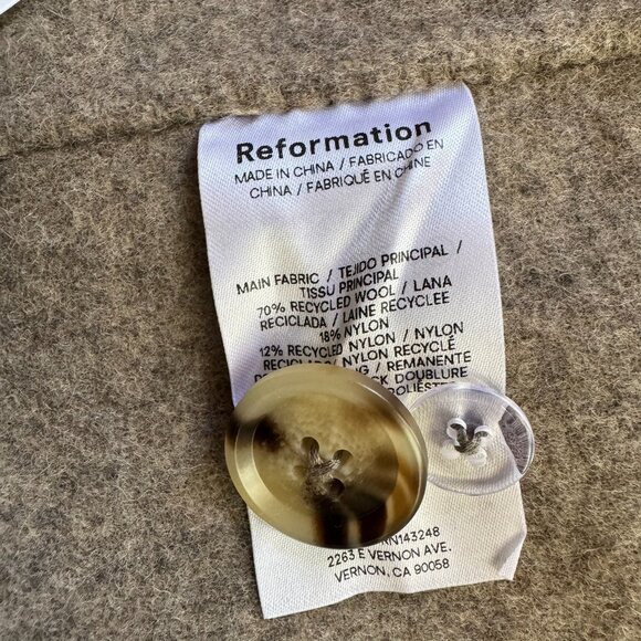 NWT Reformation Wyatt Wool Blend Double-Faced Coat in Stone Beige XS - Picture 6 of 16